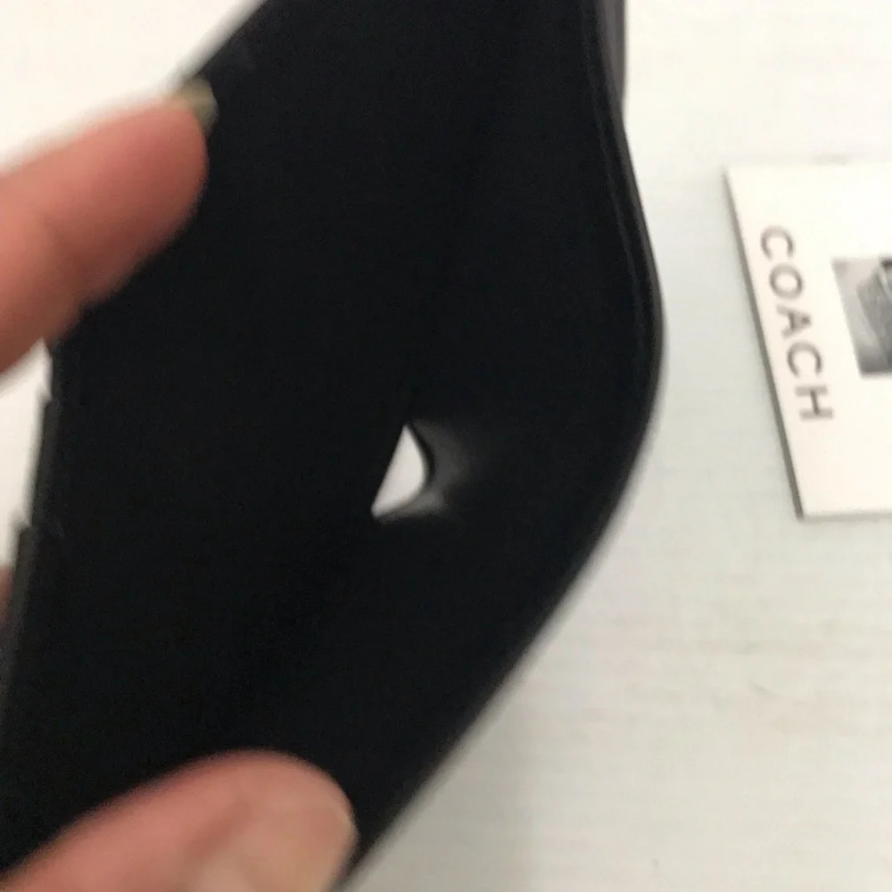 Coach Black Leather Trifold Card Wallet